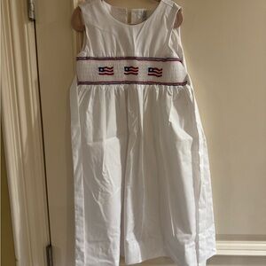 Fantaisie Kids White Sleeveless Girls Dress with Flag Detail